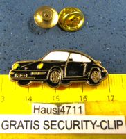 PORSCHE 911 TURBO AUTO PIN GEPRÄGT LACIERT SCHWARZ GOLDIG