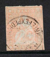 1856, 20 Rp. Strubel Nr. 25F gelblichorange