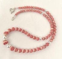 Edelstein Halskette Rhodochrosit mit Silber
