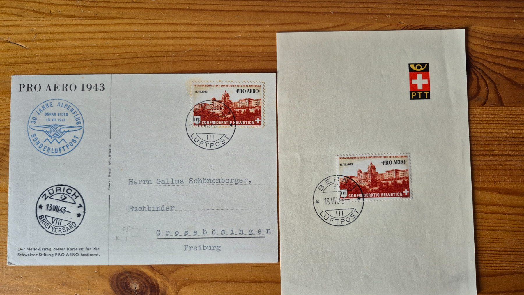 Tutti i francobolli: LOT PRO AERO 1943 – Usato da Glattfelden venduto da Schmue23 3