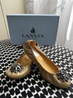 Lanvin Ballerinas, Gr. 37, Gold, mit Strass, Top Zustand!