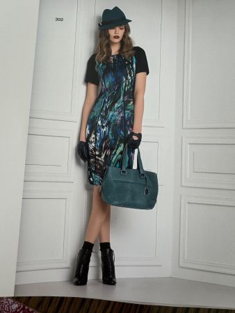 Marccain Damen Leder Tasche Umhänge Türkis 27/38/!8