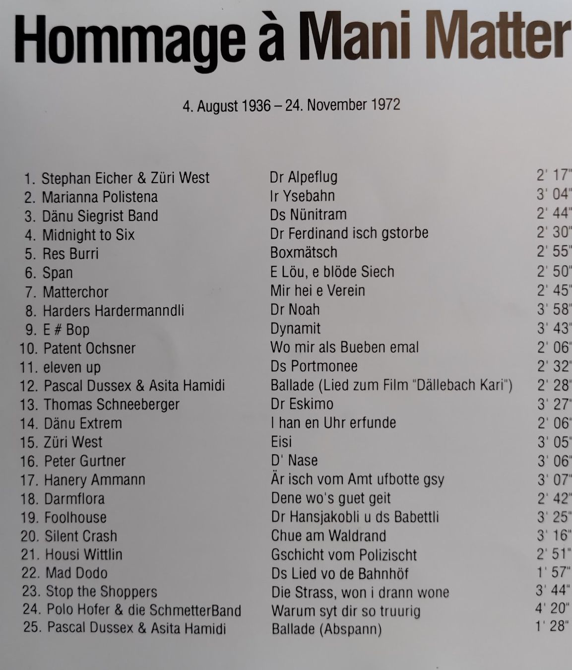 CD: Mani Matter Rock - Hommage / CD ab Fr. 4.- – Usato da Bellach venduto da JingleJerry 1