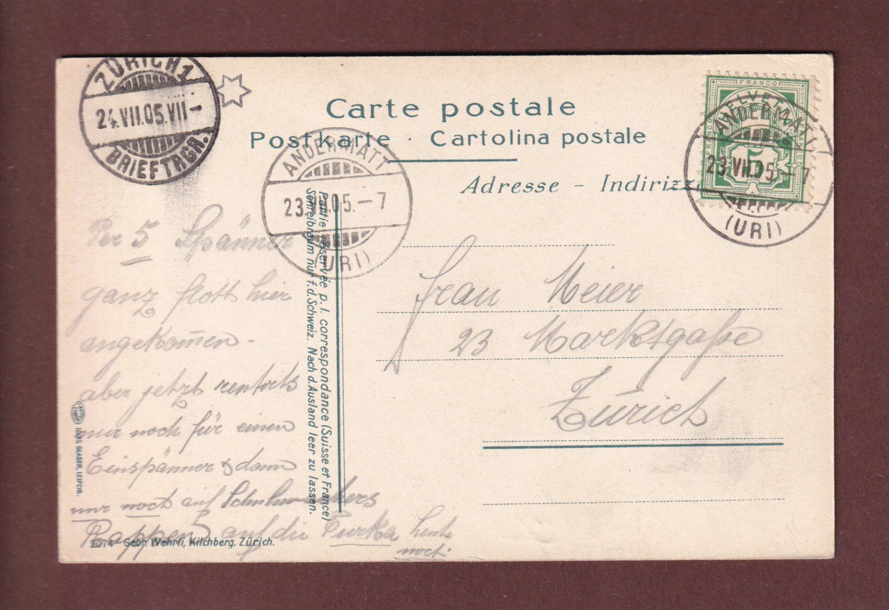 Ansichtskarten: ANDERMATT - Hospenthal - 1905 – Gebraucht aus Pully von nicecards-shop 1