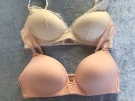 2 BHs, Grösse 80C, beige/rosa, TCM