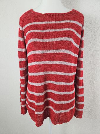 Pull femme rayé rouge et blanc en maille bon état