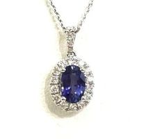 1.19ct. Saphir Collier, 750 Weissgold, 18 Diamanten, 3.780,-