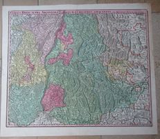 Rheinlauf  Strassburg bis Diessenhofen Kupferstichkarte