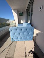 Sofa Samt blau 220 cm breit gesteppt guter Zustand