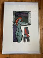 Rudolf Mirer, Lithografie 10/180, Frau vor dem Fenster, 1990