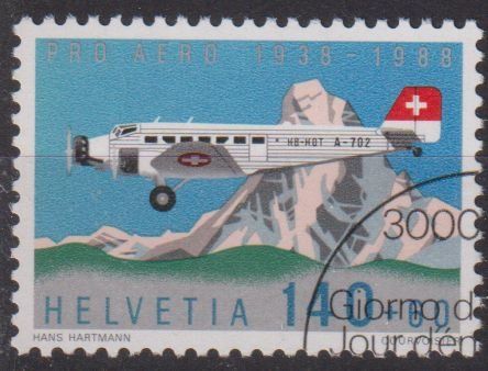 Alle Briefmarken: F 49, gestempelt, JU52, Flugzeug – Gebraucht aus Basel von Bingis
