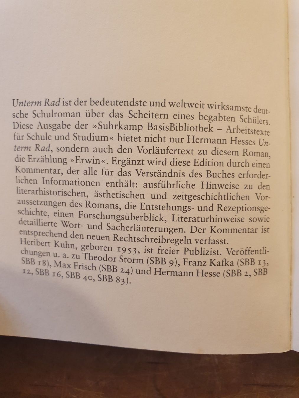 Libri: Unterm Rad - Hermann Hesse - Suhrkamp – Usato da Zürich venduto da loosebone 1