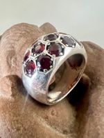 Granat Bijou: XL Silberring 925 mit 13 facettierten Granaten