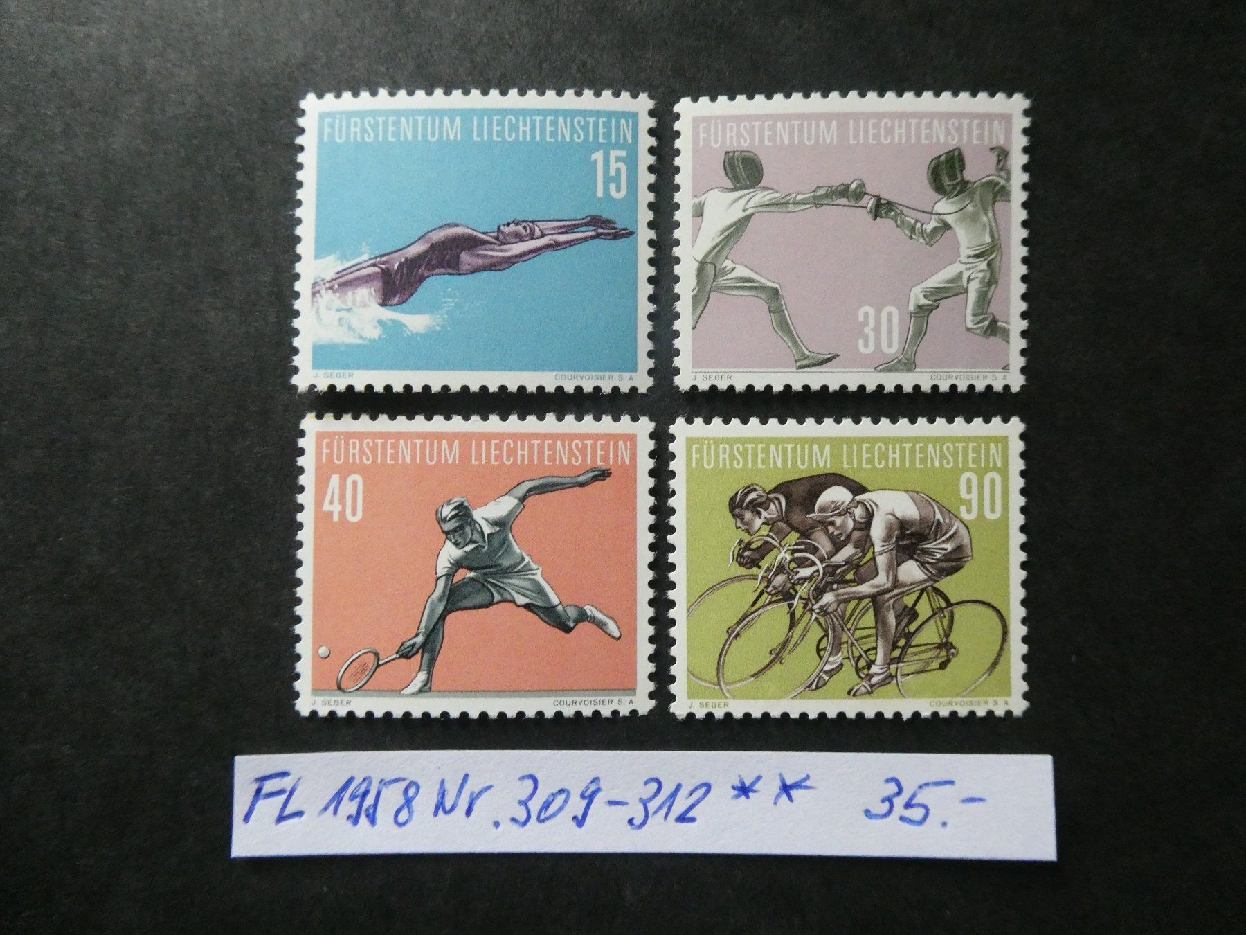 Tutti i francobolli: FL 1958 Nr. 309-312 postfrisch – Usato da Lausen venduto da Herbamare01