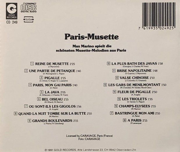 CD: Max Marino - Paris-Musette – Usato da Grüningen venduto da azulgris 1