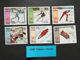 Kambotscha Olympia Winter Calgary 1988 gest.  (E948)