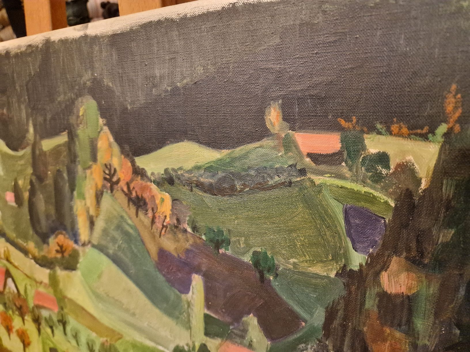 Dipinti: Ölgemälde Landschaft mit Häusern unsigniert – Usato da BERN venduto da Intarsia 4