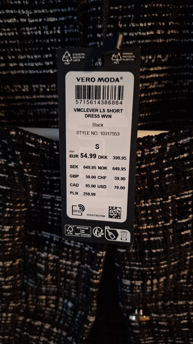 Vero Moda Vestiti: Robe courte chic VERO MODA, taille S, motif texturé noir... – Nuovo e nell'imballaggio originale da Goldach venduto da Mischyta 3