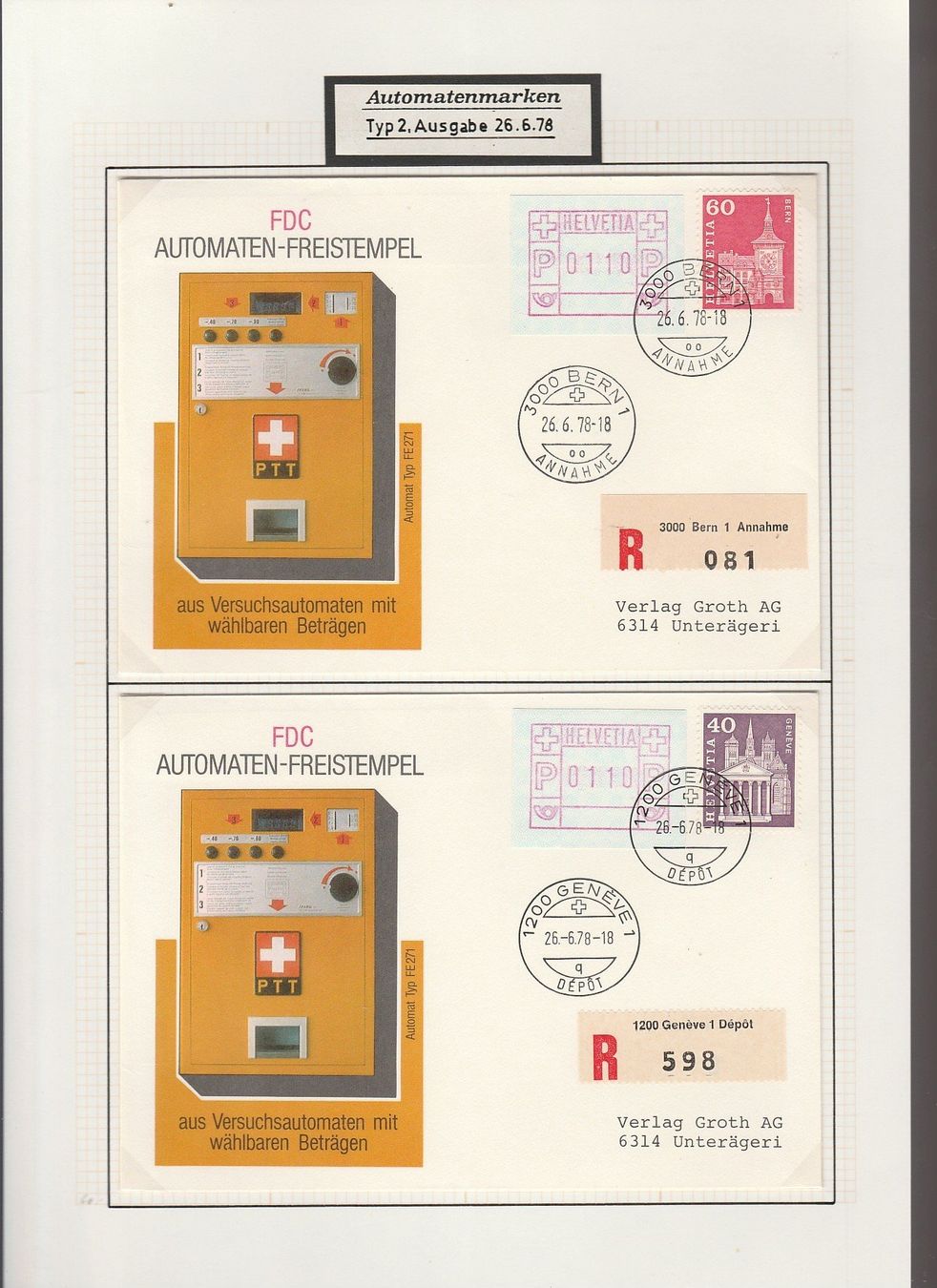 Tutti i francobolli: Nr.2 FDC – Usato da Oberglatt ZH venduto da Wiedmi6