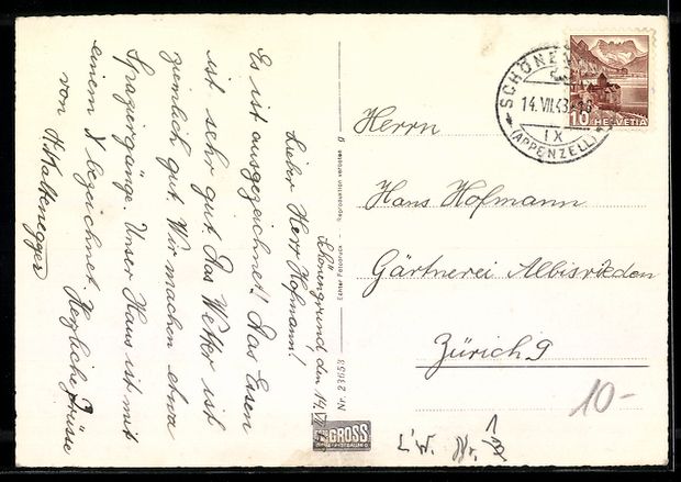 Cartes postales: Schönengrund-Wald /App., Ortsansicht au – D'occasion à Berlin par bartko-reher 1