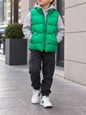 GILET MATELASSÉ VERT POUR ENFANT