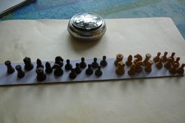 Sehr kleine Schachfiguren magnetisch  1,5cm in Tablettendose
