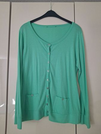 Mintfarbener Cardigan aus Baumwolle, Grosse Grössen