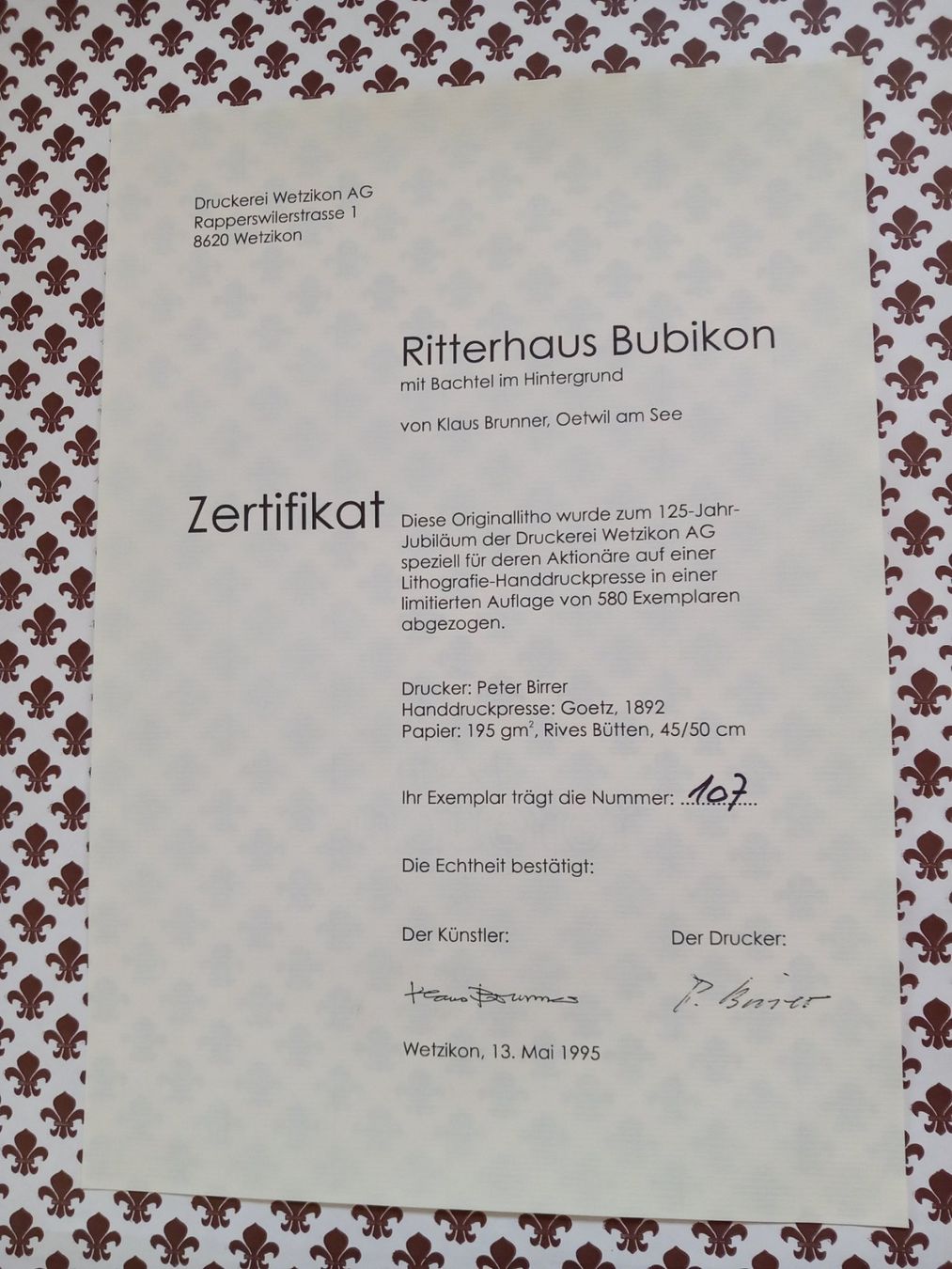 Grafica & Litografie: Limitierte Lithographie Klaus Brunner/Ritterhaus Bubikon – Usato da Nänikon venduto da Haexli_70 3
