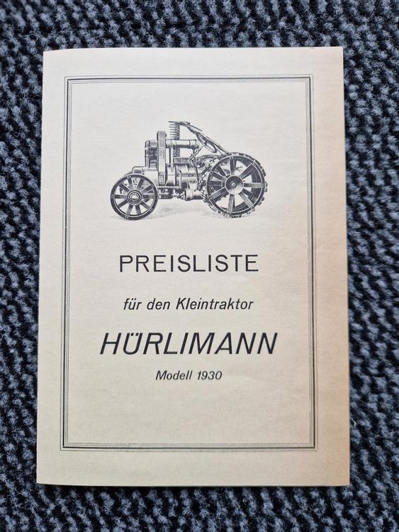 Hürlimann 1K8 Traktor Preisliste, Oldtimer, Nachdruck | Kaufen auf Ricardo