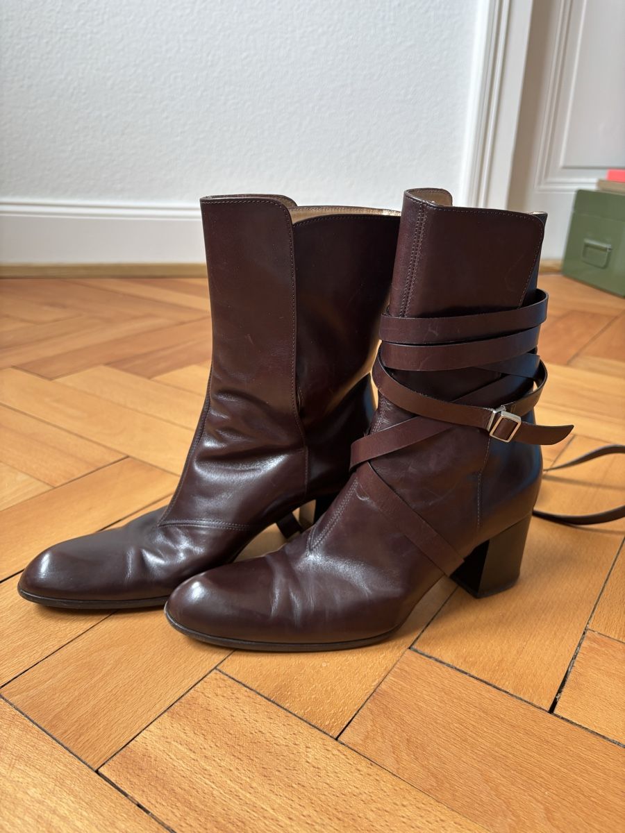Bally Scarpe da donna: Bally Leather Boots, Chocolate Brown, Size 36.5 – Usato da Basel venduto da amerzli