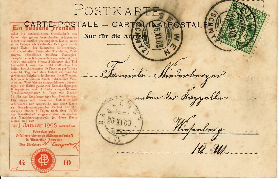 Cartoline postali: Basel  1903 – Usato da Hochdorf venduto da Ziegel-16 1