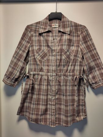 braun kariert John Baner Jeanswear Damen Bluse ca. Grösse 38