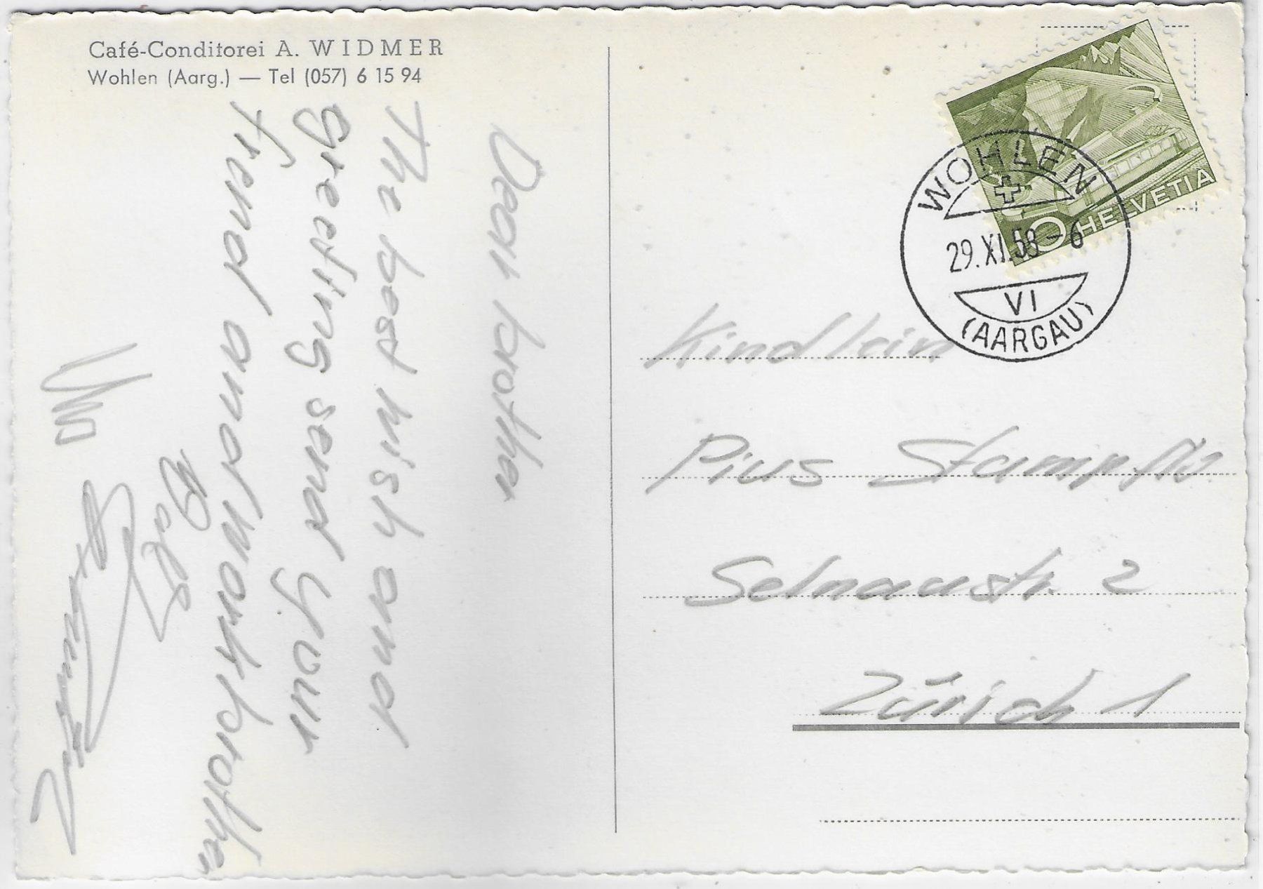 Cartoline postali: Cafe-Conditorei A. Widmer - Wohlen AG – Usato da Ettingen venduto da Kartenplanet 1