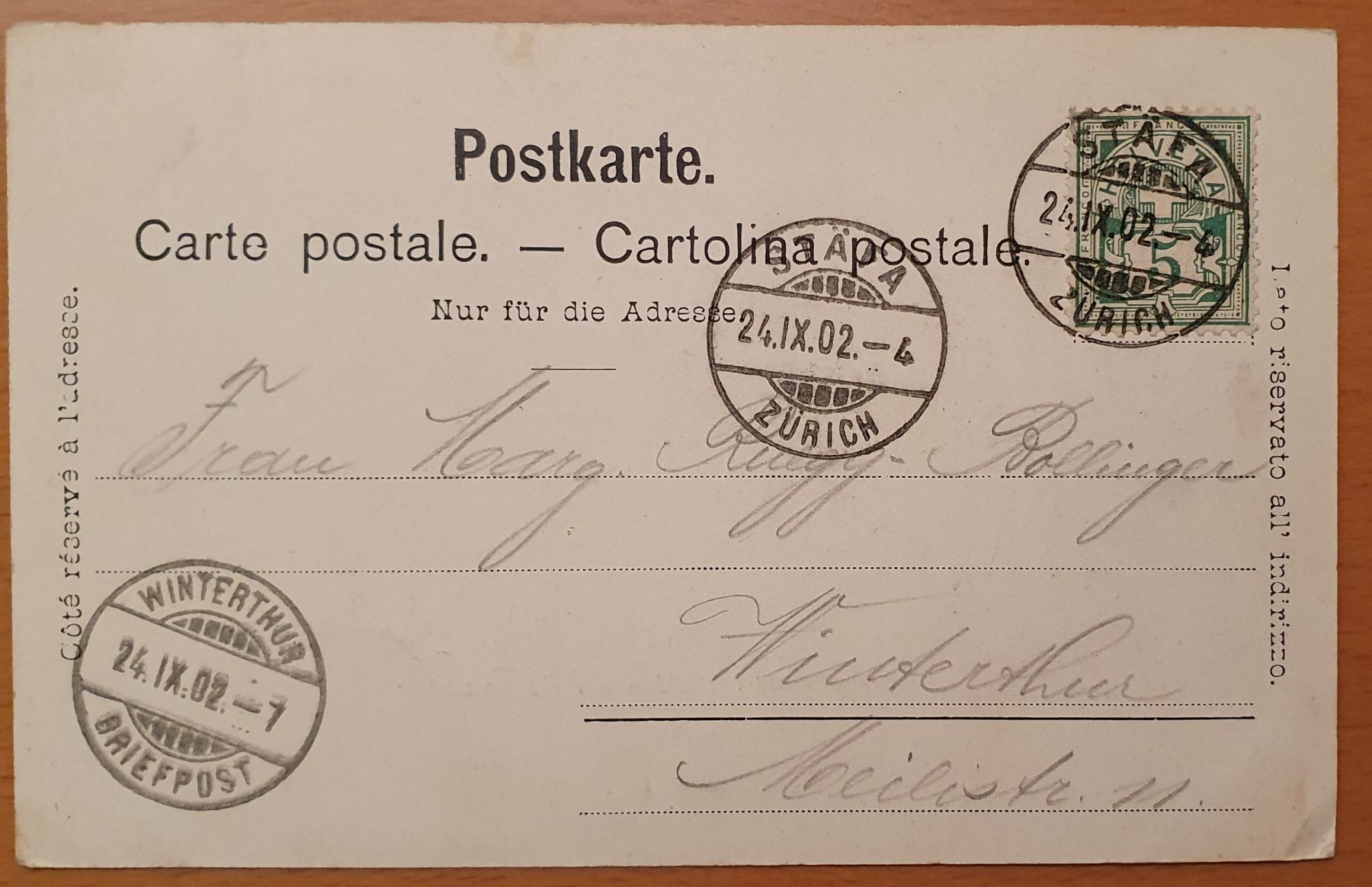 Cartoline postali: Fischerdorf Hurden bei Rapperswil 1902 – Usato da Kreuzlingen venduto da Rschweiz1 1