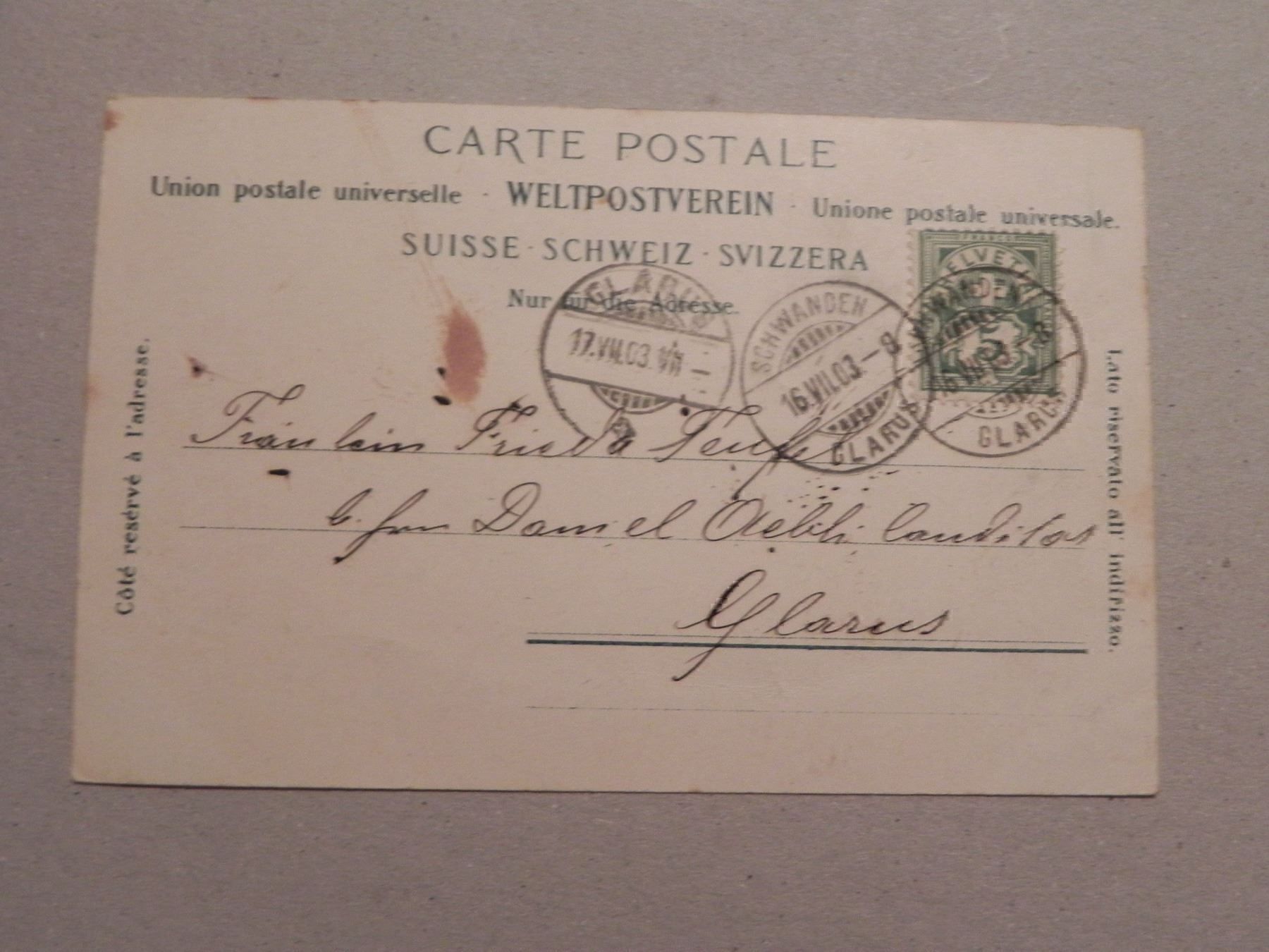 Cartoline postali: Ansichtskarte Elm Glarus GL 1903 – Usato da Siebnen venduto da krimsie 1