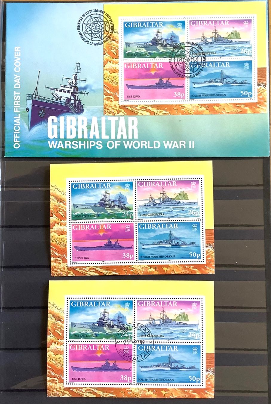Alle Briefmarken: 1997 Gibraltar - Kriegsschiffe II Weltkrieg FDC + Blocks ** – Neu (gemäss Beschreibung) aus Liestal von Skunk02