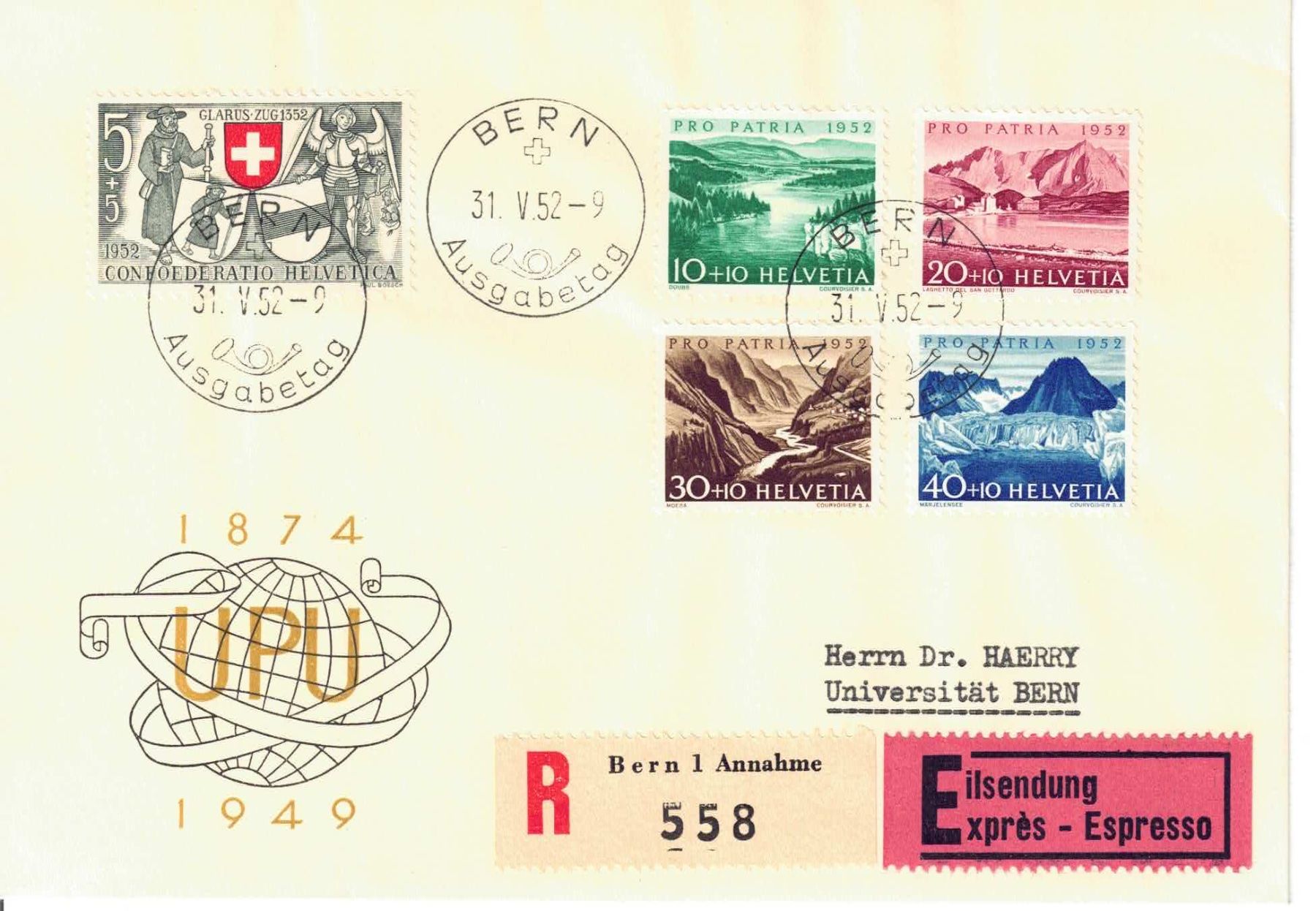 Tutti i francobolli: FDC Pro Patria 1952 – Usato da Olten venduto da Pjotr8