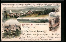 Litho Walzenhausen, Panorama des Ortes, 