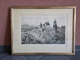 Stich Silber Rahmen - Jagd Szene - Thomas Blinks -76 x 58 cm