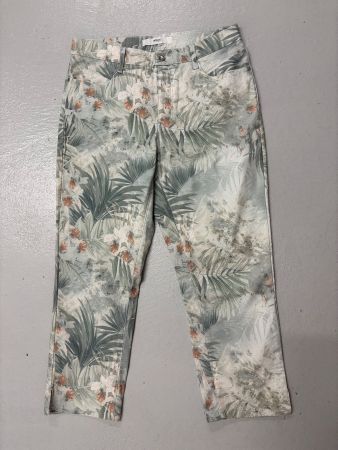 Brax Hose tropischer Print Capri Gr. 36 blau weiss Mary C