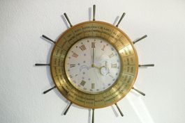 ELDOR Antike Worldtimer Wanduhr Handaufzug Holz Messing