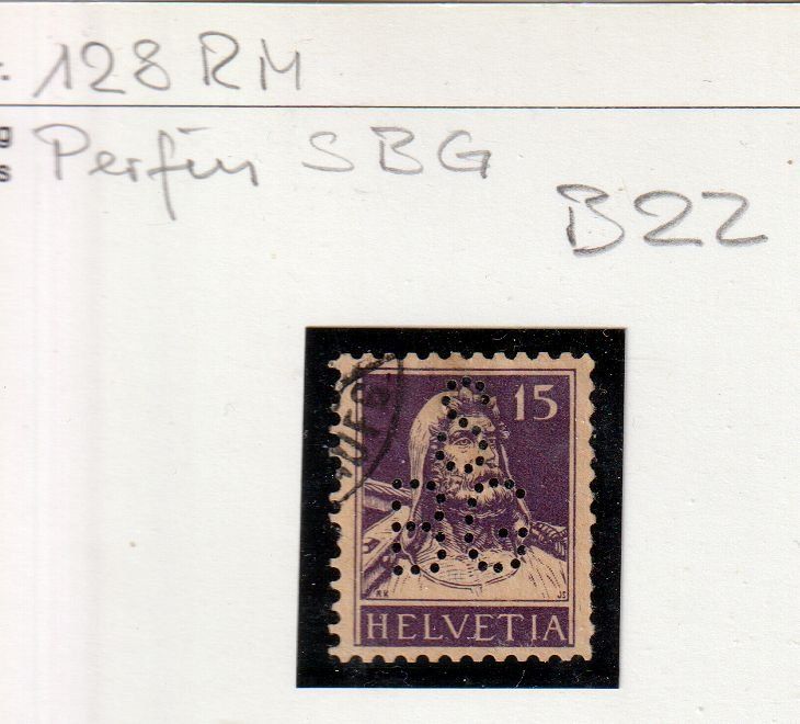 Tous les timbres: Rollenmarke 128 RM, Perfin B22 – D'occasion à Basel par Bingis