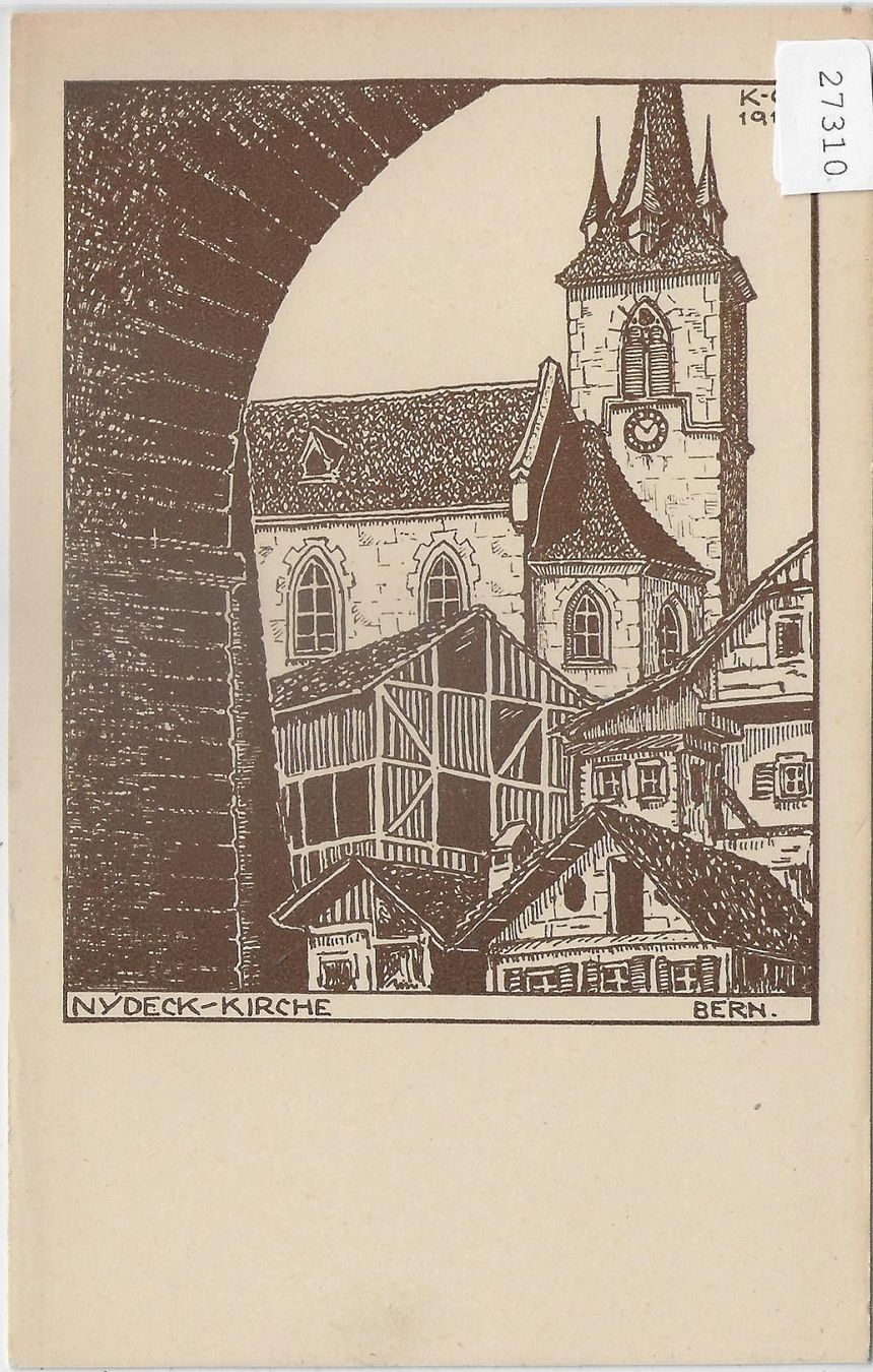 Cartoline postali: Bern - Nydeck-Kirche - Künstlerkarte – Usato da Ettingen venduto da Kartenplanet