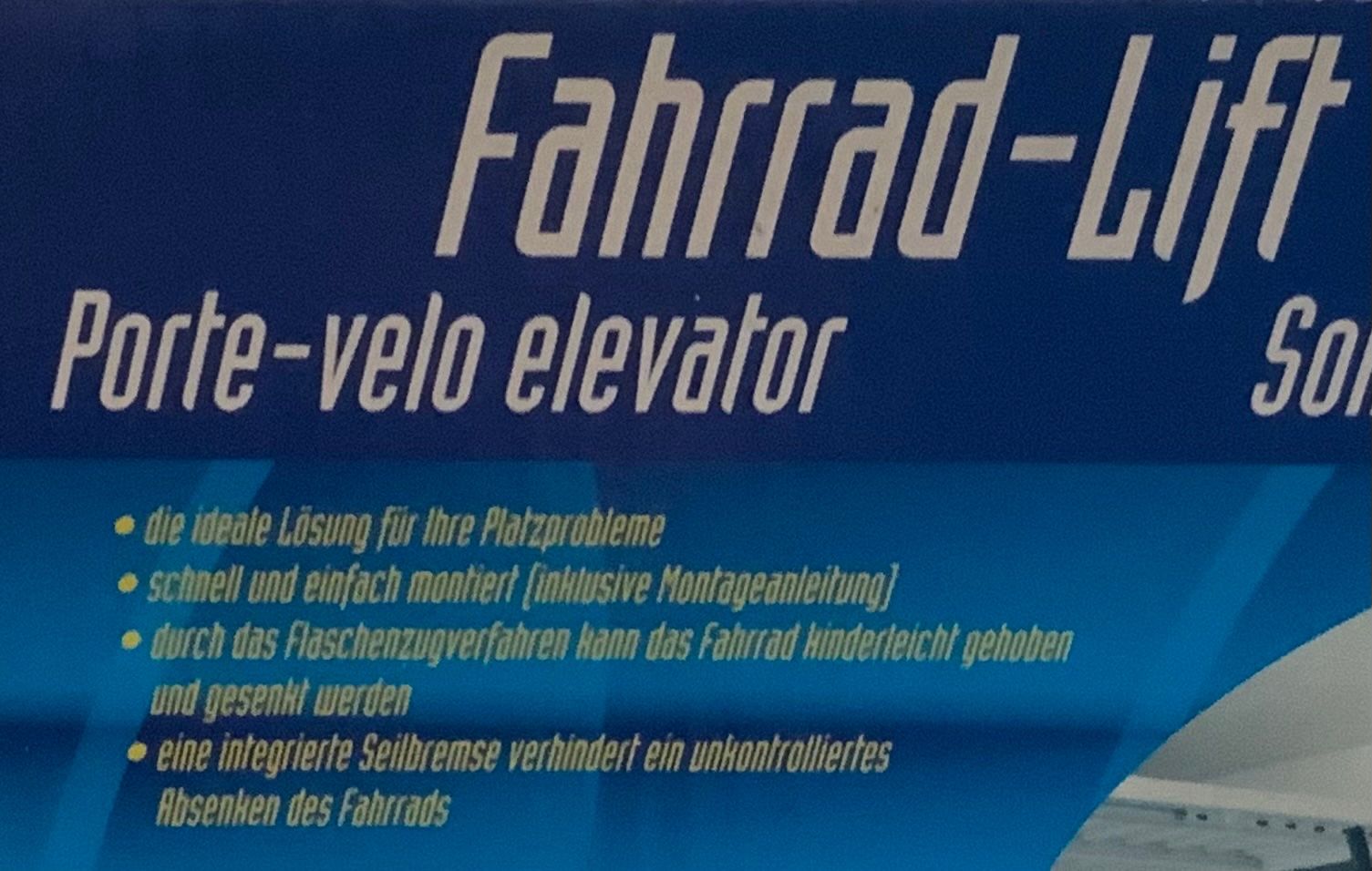 Pezzi di ricambio: Fahrrad-Lift – Nuovo (secondo la descrizione) da Wangen SZ venduto da mrpower 2