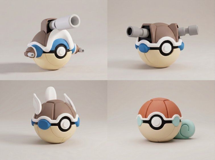 Statuette: Pokeball Squirtle Evolution Set - 3D Printed – Nuovo (secondo la descrizione) da Ligornetto venduto da Nero_Forma_3D 1