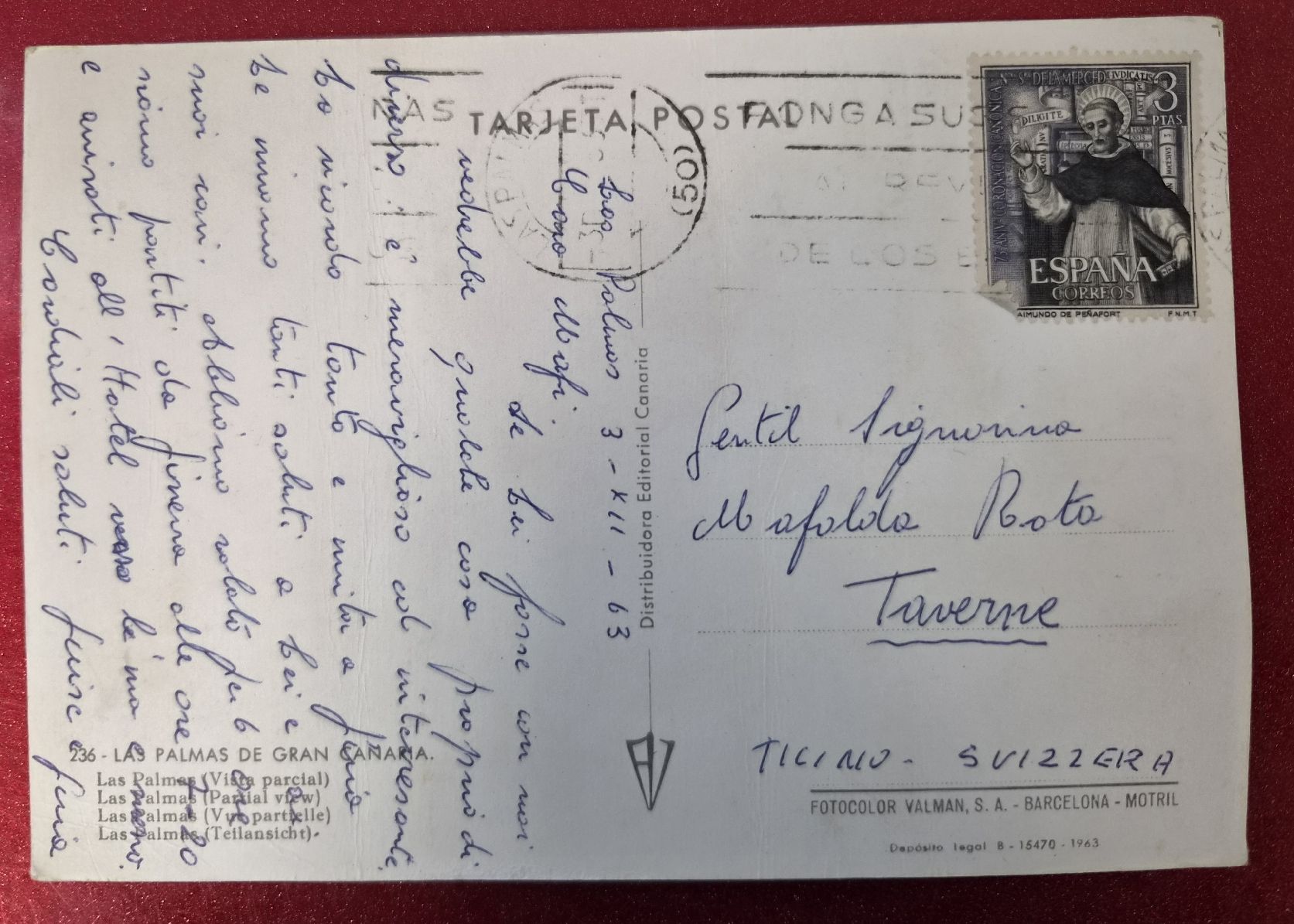 Ansichtskarten: Las Palmas Gran Canaria 1963 – Gebraucht aus Melchnau von Arthurius 1