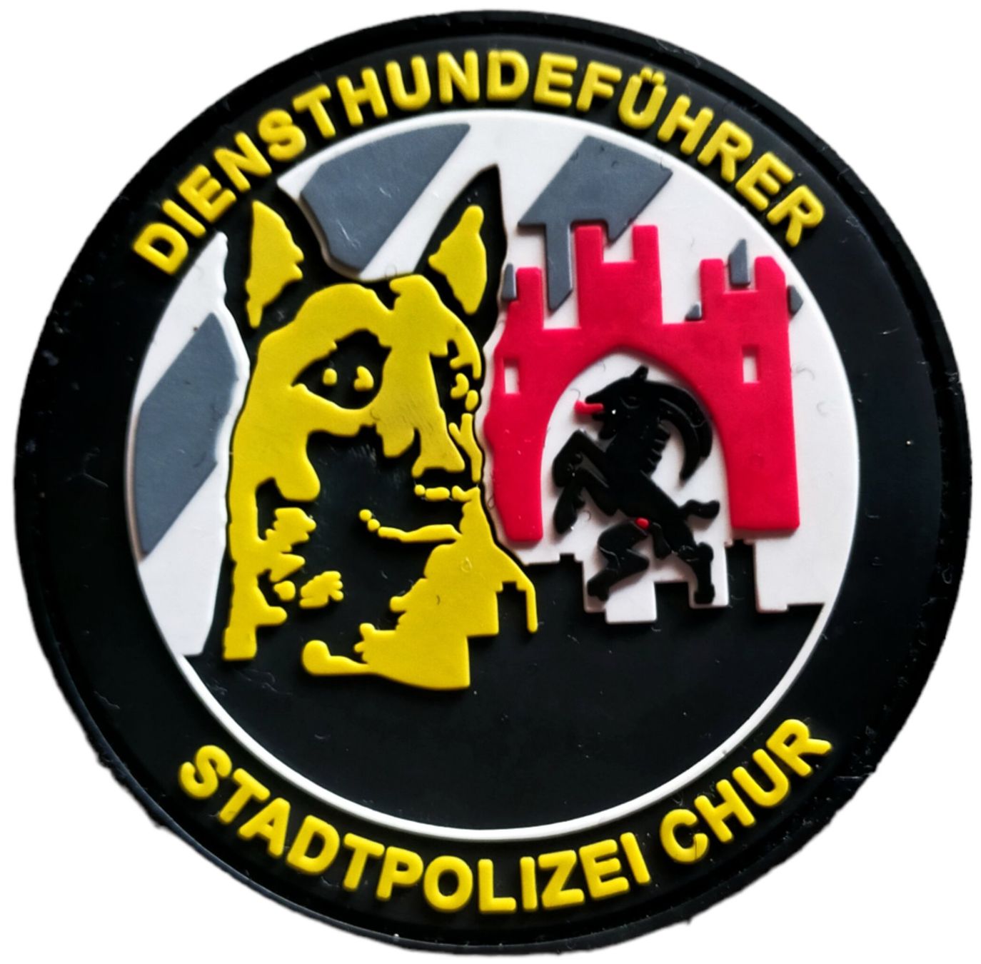 Swiss Placchette & Badge: Stadtpolizei Chur Diensthundeführer Patch mit Klett – Nuovo e nell'imballaggio originale da Emmenbrücke venduto da F.ingl-1947