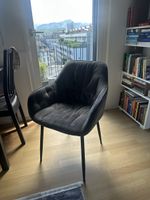 Elegant Velvet Dining Chair - Grey - Minimal Use!