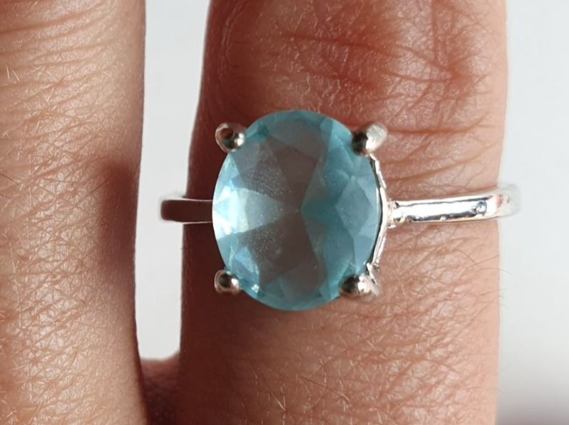 Anelli: Silber Ring mit aquamarin 21mm Durchmesser – Nuovo (secondo la descrizione) da Alpnach Dorf venduto da CristianaVaz