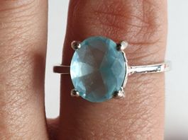Silber Ring mit aquamarin 21mm Durchmesser